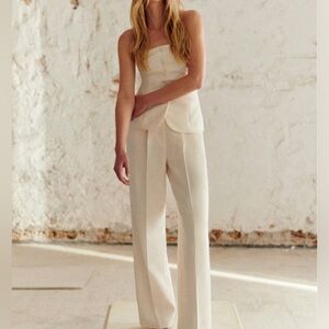 Sezane Cream Set - Strapless Vest + Trousers